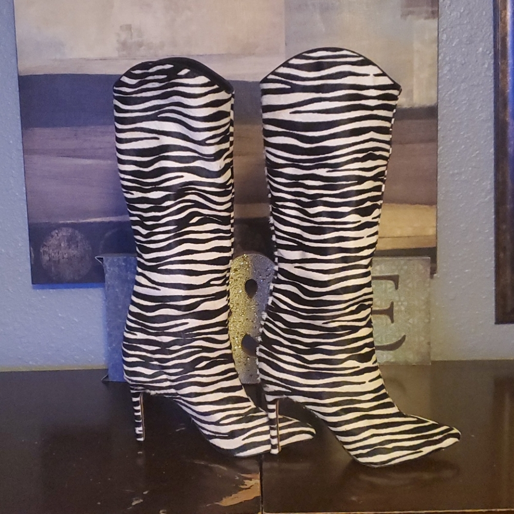 Schutz Zebra Leather Boots